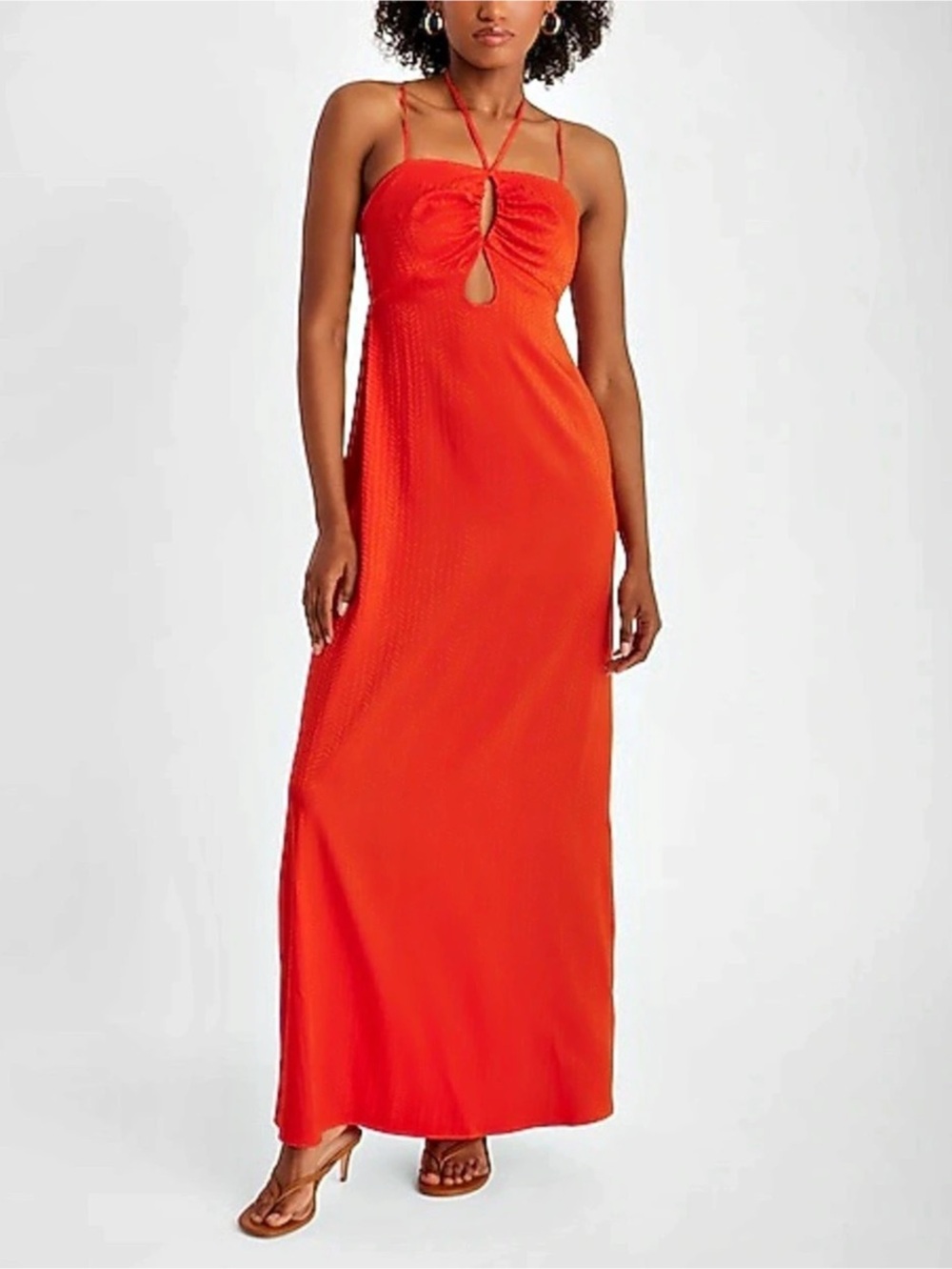 Express Burnt Orange Halter Keyhole Maxi Dress Size Small
